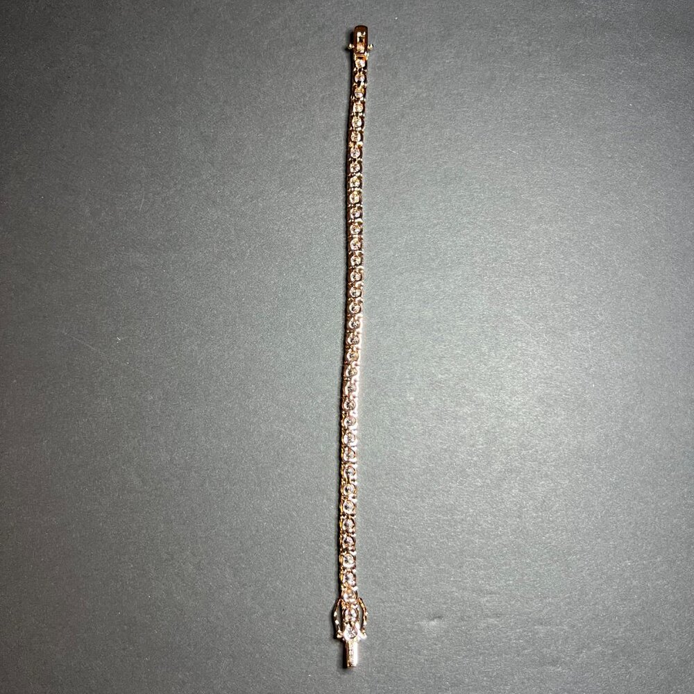 JCM CZ Cubic Zirconia Rose Gold Tone Elegant Tennis Bracelet 8" - Picture 5 of 6